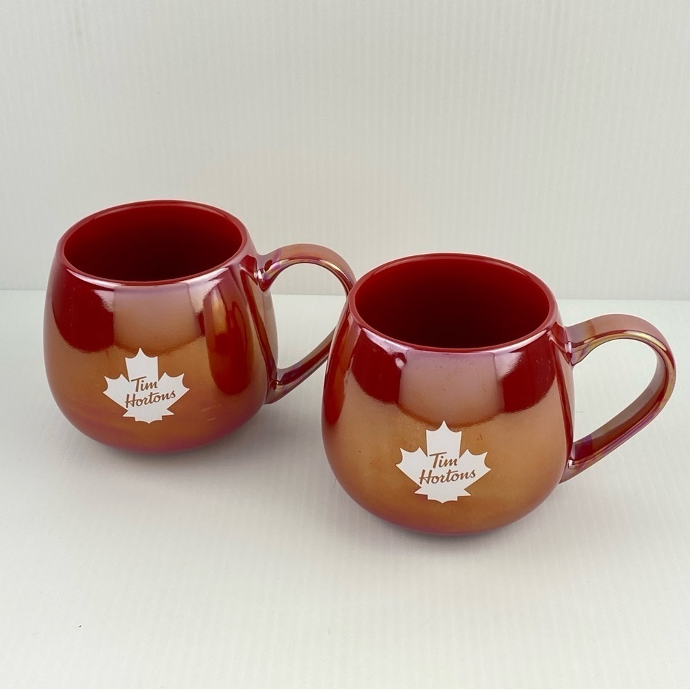 Tim Hortons Iridescent Red Mug Set 2020 Limited Edition Maple Leaf Coffee Cup